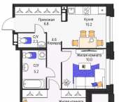 2-комн, 57 кв м, этаж 8/16 улица Василия Татищева, 3