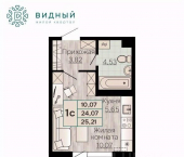 1-комн, 25 кв м, этаж 2/8 ул Кавказская, 13а