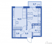 1-комн, 37 кв м, этаж 7/9 улица Карпинского