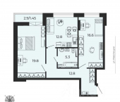 2-комн, 68 кв м, этаж 4/25 улица Революции, 2А