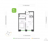1-комн, 41 кв м, этаж 11/30 улица Парижской Коммуны, 47А
