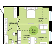 2-комн, 47 кв м, этаж 4/25 Саранская улица, 5Б