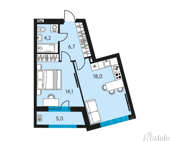 2-комн квартира в новом доме ул Пушкина, 89А 2,  д. 89А 2,  к. 2