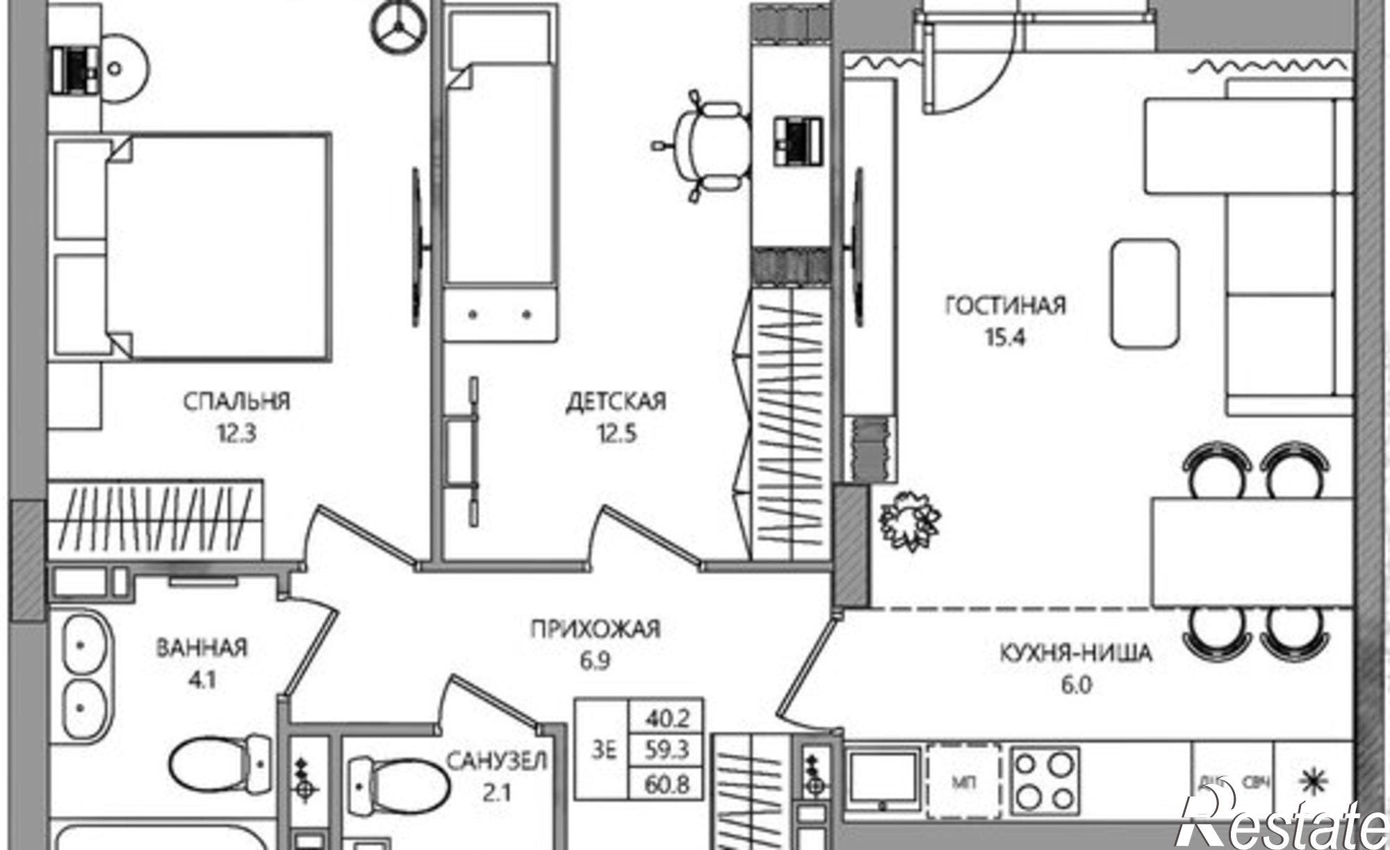 Купить квартиру за 12 374 000 рублей на ул Левченко, 34А