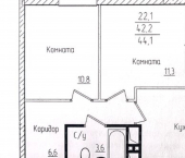 2-комн, 42кв м, этаж 18/25 улица Солдатова, 30Б