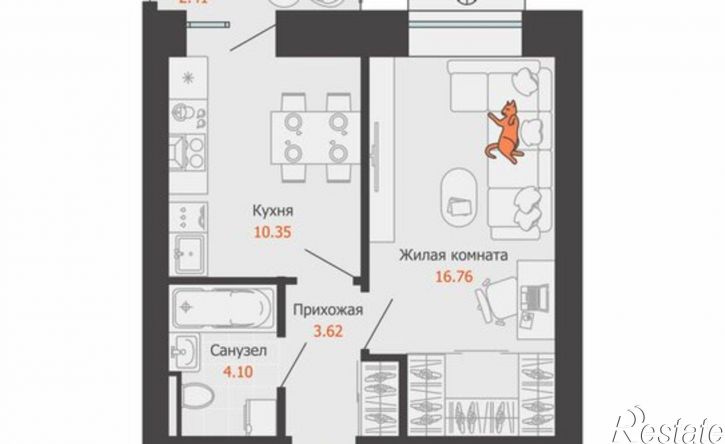 1-комн квартира в новом доме микрорайон Камская Долина