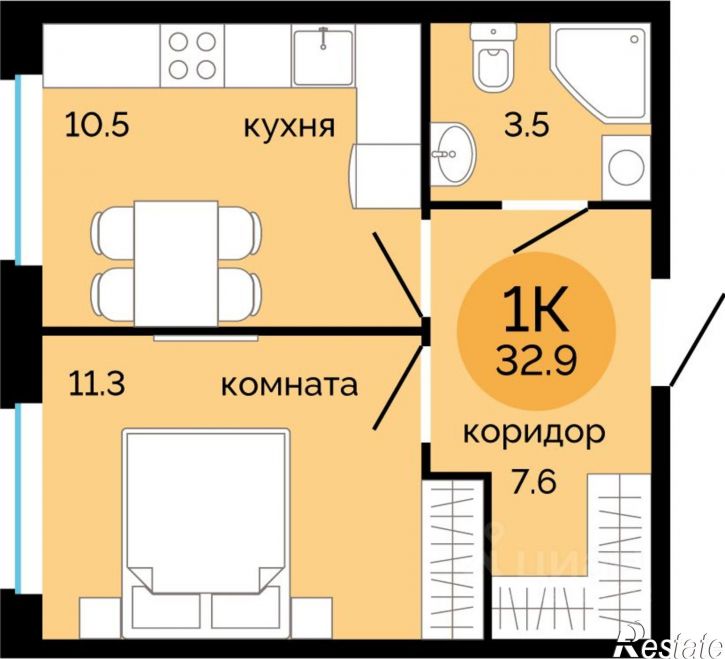 1-комн квартира в новом доме ул Яблочкова, 5,  д. 5