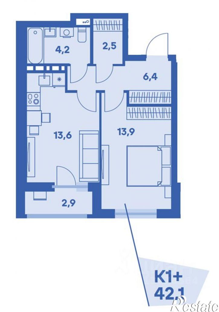 1-комн квартира в новом доме улица Карпинского