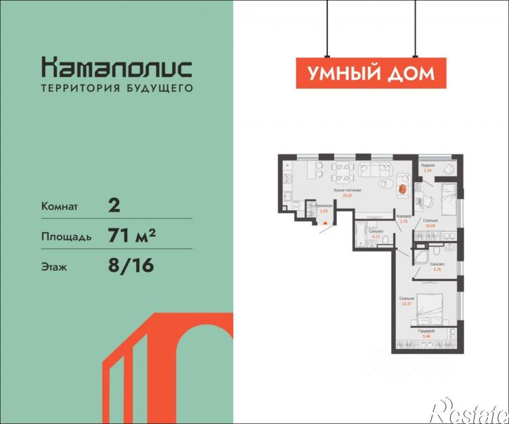 2-комн квартира в новом доме улица Дзержинского, 37,  д. 37