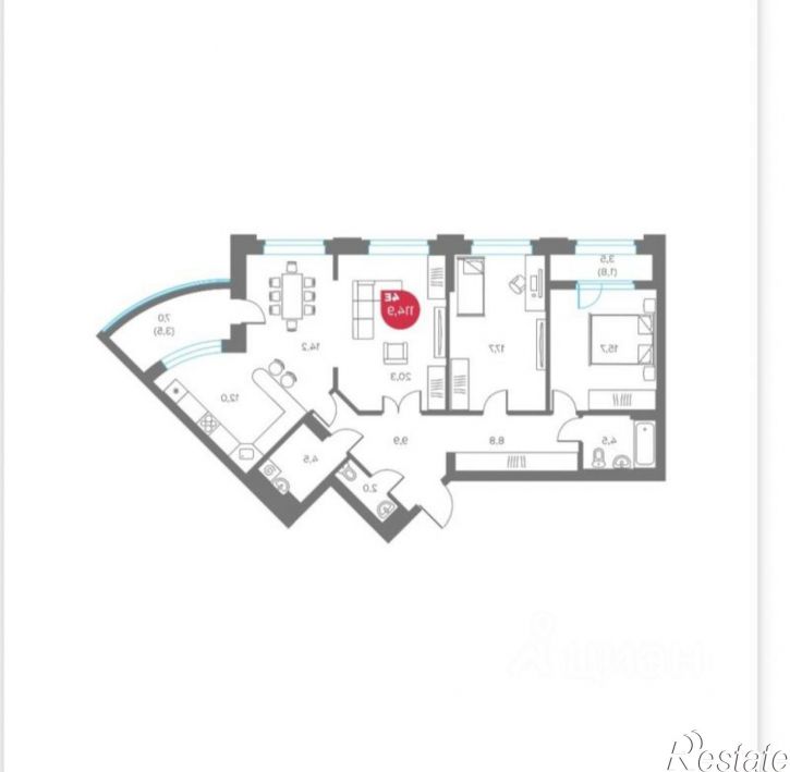 4-комн квартира в новом доме Советская улица, 18,  д. 18