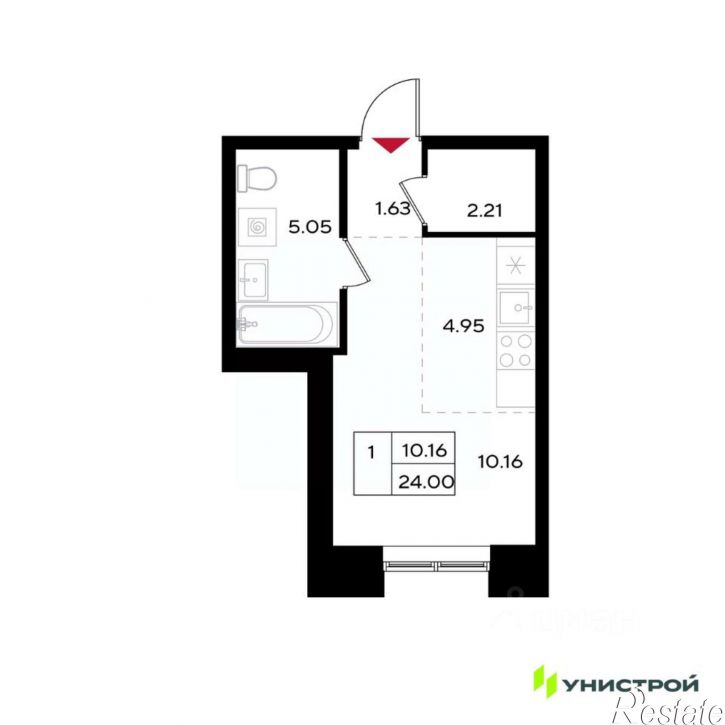 1-комн квартира в новом доме Углеуральская улица, 2,  д. 2