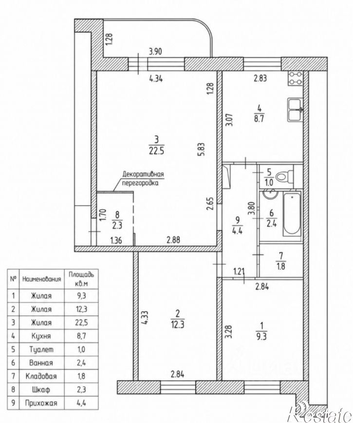 3-комн квартира проспект Декабристов, 27А,  д. 27А