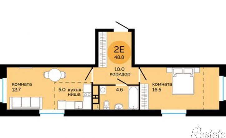 2-комн квартира в новом доме Саранская улица, 5Б,  д. 5Б