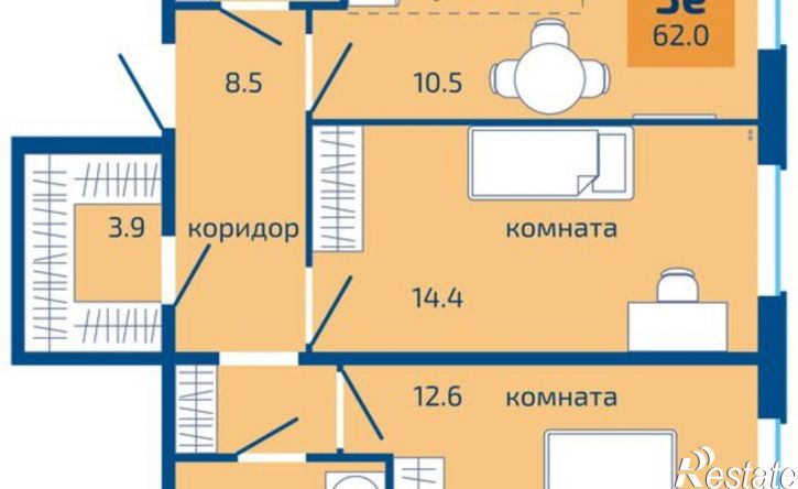 3-комн квартира Целинная улица, 59 к1,  д. 59 к1