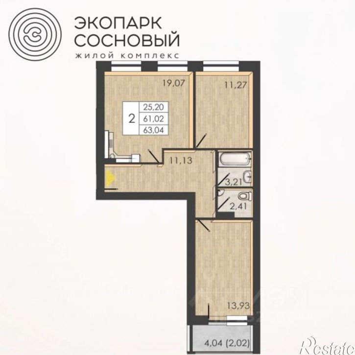 2-комн квартира в новом доме улица Борцов Революции, 1А к8,  д. 1А к8