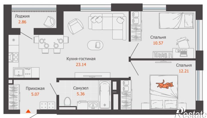 2-комн квартира в новом доме ул Дзержинского, 35б,  д. 35б