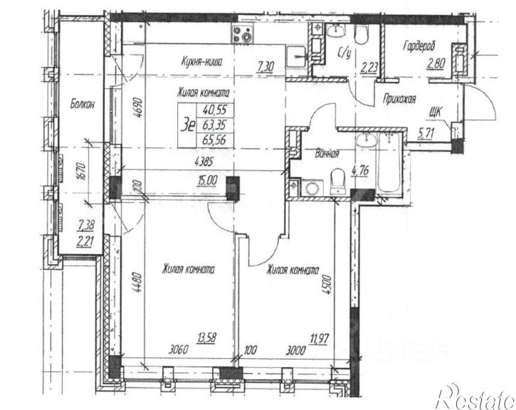 3-комн квартира Монастырская улица, 50 к1,  д. 50 к1