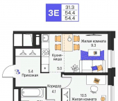 3-комн, 54 кв м, этаж 12/25 улица Карла Модераха, 8