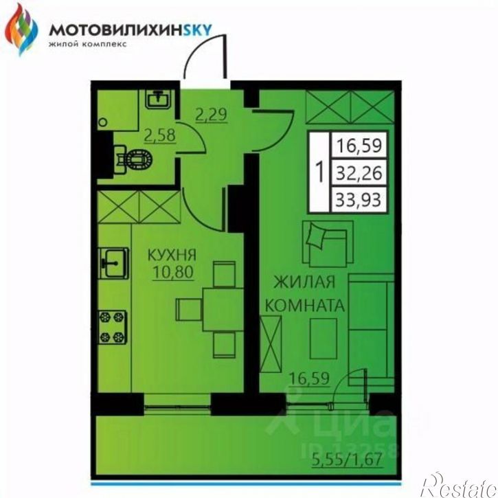 1-комн квартира в новом доме ул Гашкова, 53 3,  д. 53 3,  к. 3