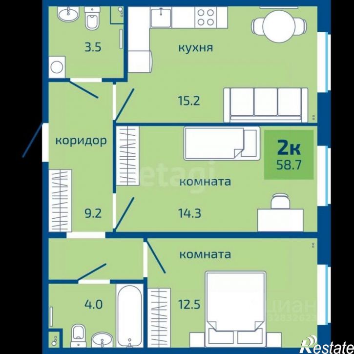 2-комн квартира ул Гашкова, 59,  д. 59