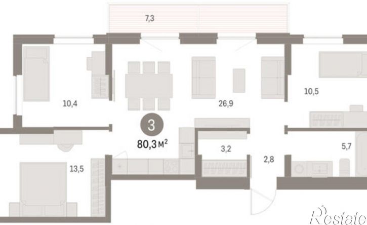 3-комн квартира в новом доме ул Куйбышева, 143,  д. 143