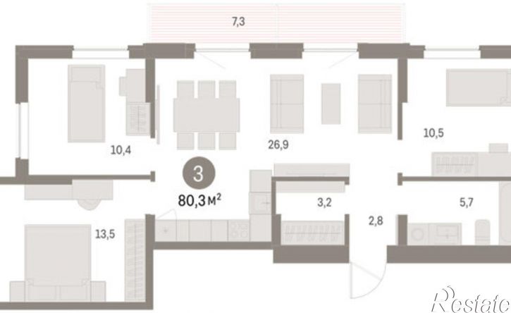 3-комн квартира в новом доме улица Куйбышева, 143,  д. 143
