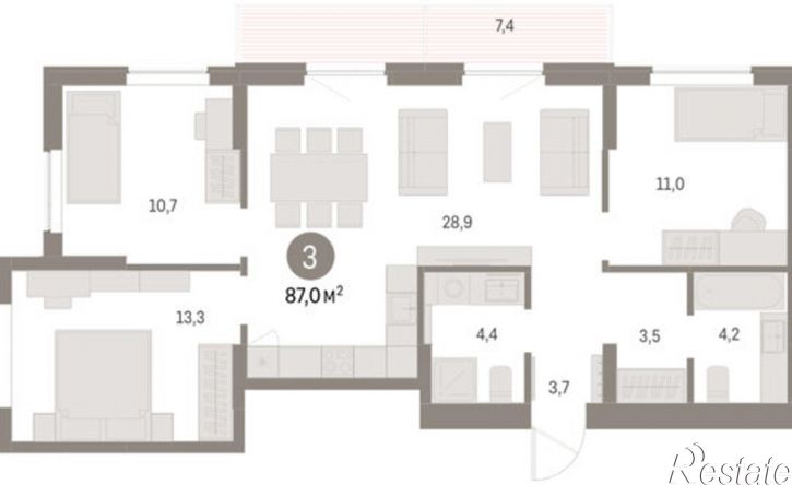 3-комн квартира в новом доме ул Куйбышева, 143,  д. 143