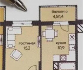 1-комн, 35кв м, этаж 7/16 ул Серебристая, 16