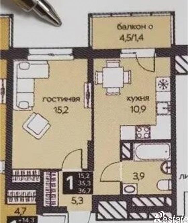 1-комн квартира ул Серебристая, 16,  д. 16
