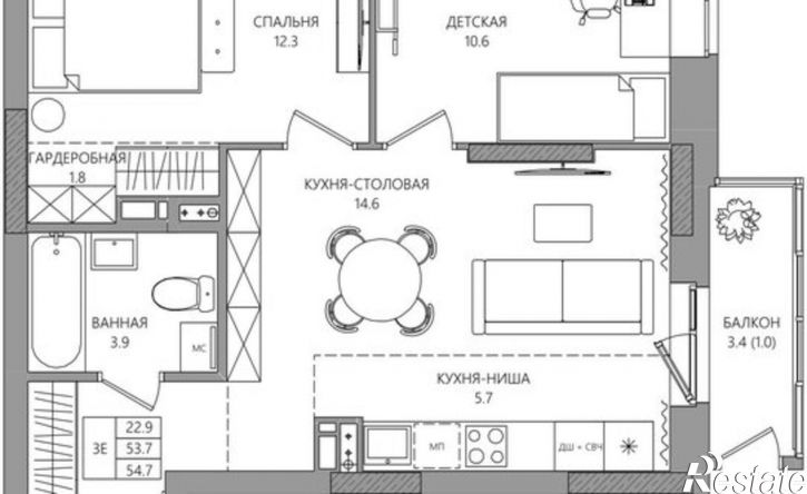 3-комн квартира в новом доме ул Комиссара Пожарского, 11/5,  д. 11/5