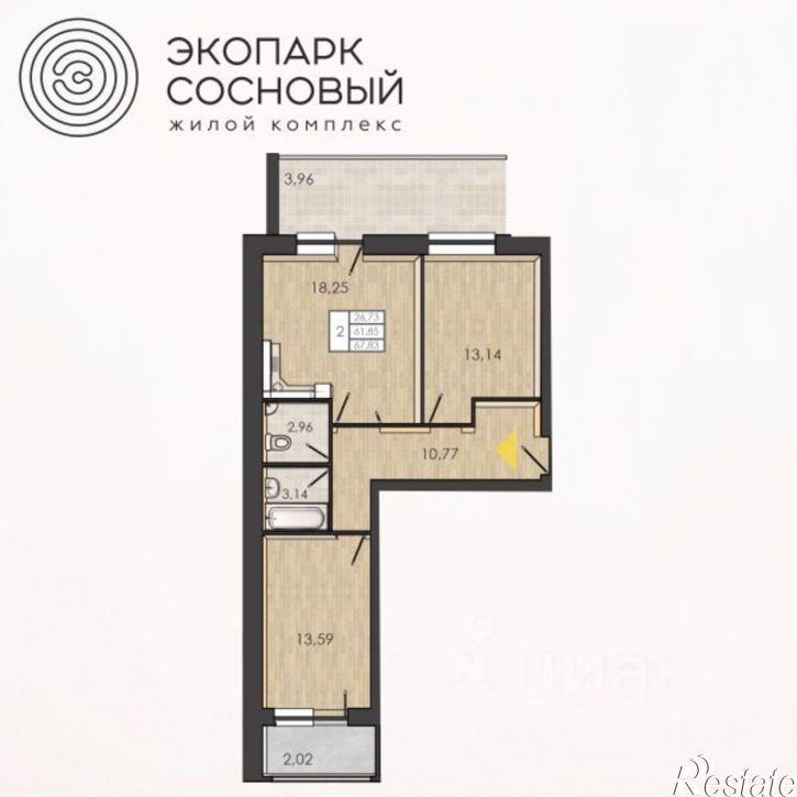 2-комн квартира в новом доме улица Борцов Революции, 1А к5,  д. 1А к5