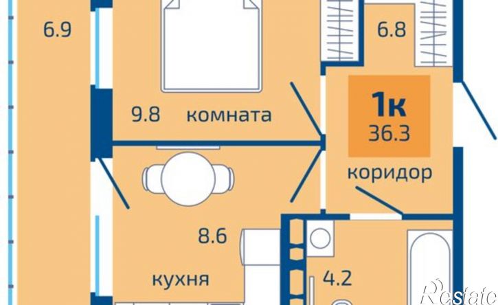 1-комн квартира Целинная улица, 59 к3,  д. 59 к3