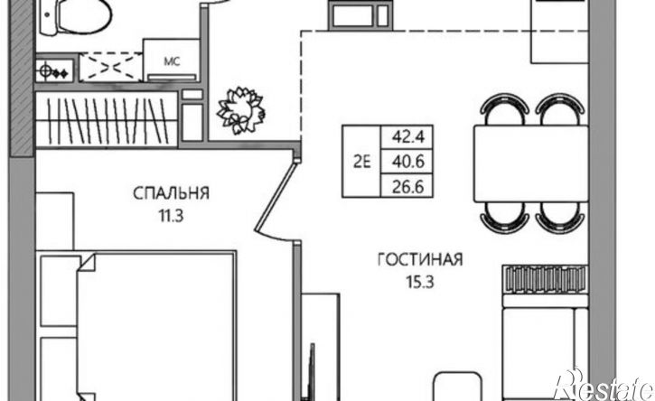 2-комн квартира в новом доме Самолётная улица, 7А,  д. 7А