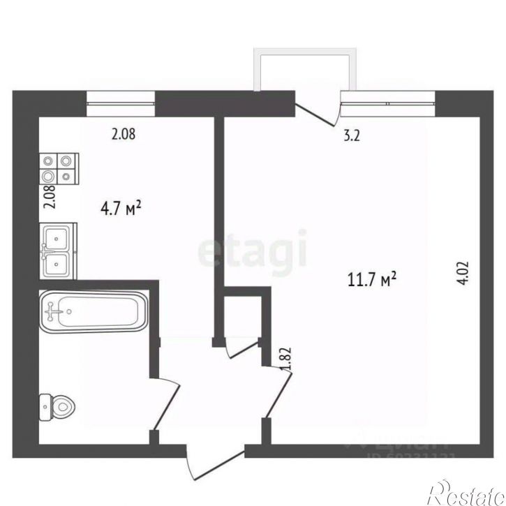 1-комн квартира улица Клары Цеткин, 25,  д. 25