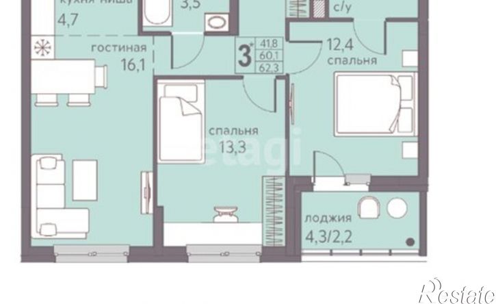 3-комн квартира ул Серебристая, 7,  д. 7