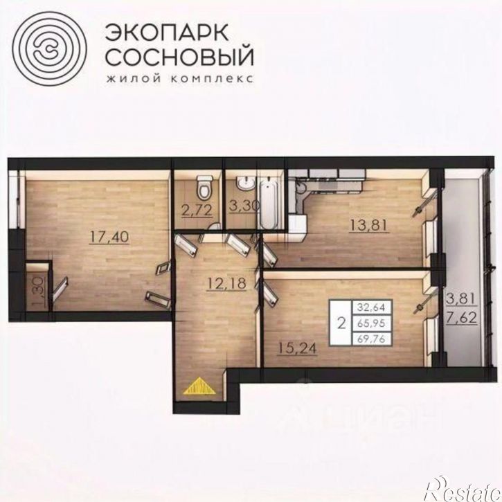 2-комн квартира в новом доме улица Борцов Революции, 1А