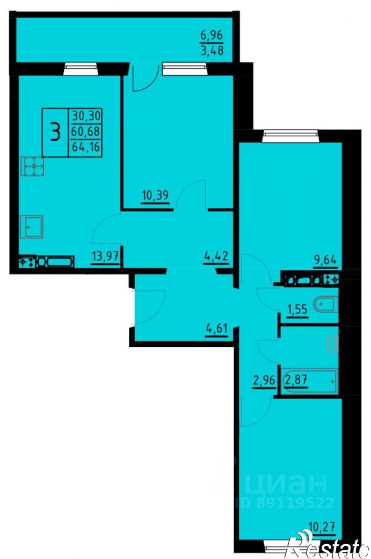 3-комн квартира в новом доме улица Адмирала Макарова, 2А,  д. 2А