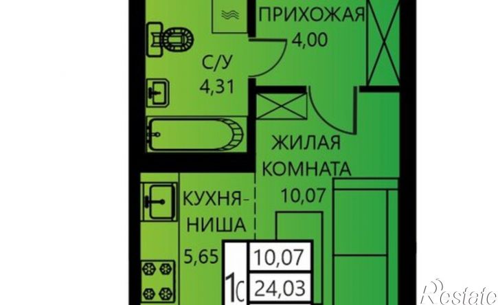 1-комн квартира в новом доме улица Гашкова, 55,  д. 55