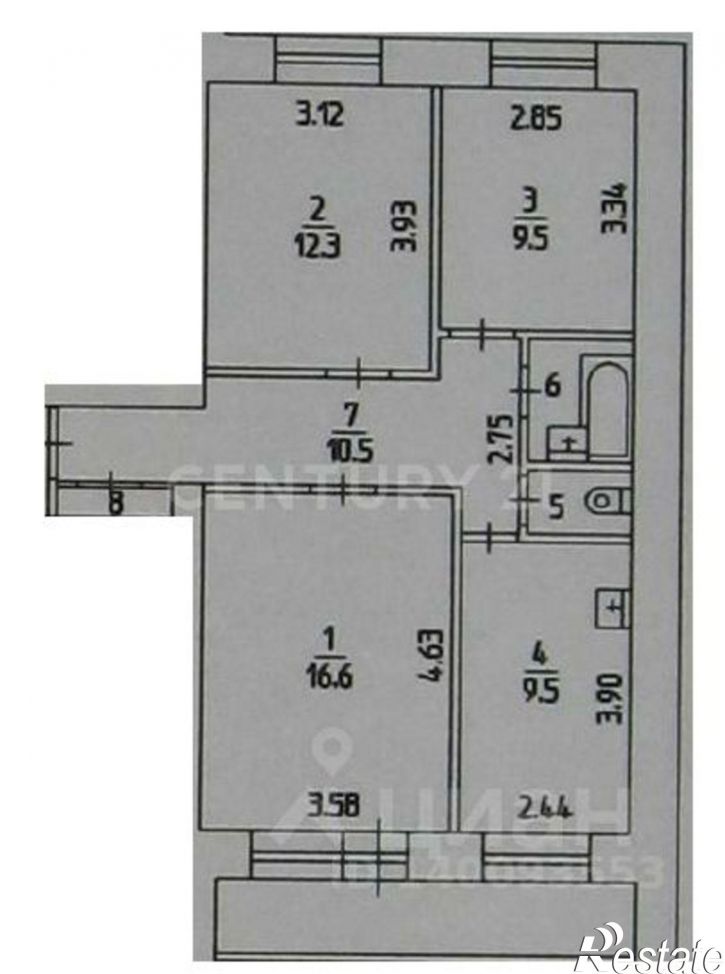 3-комн квартира улица Добролюбова, 2А,  д. 2А