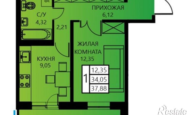 1-комн квартира в новом доме ул Гашкова, 55,  д. 55