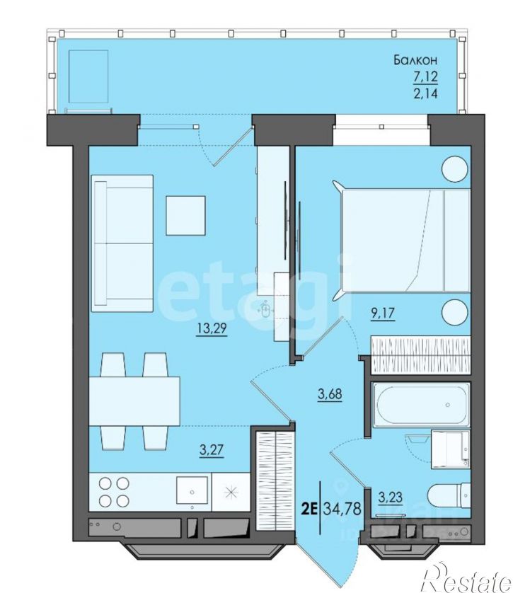 2-комн квартира улица Сергея Есенина, 9А к2,  д. 9А к2