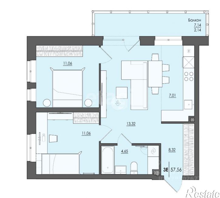 3-комн квартира ул Сергея Есенина, 9а,  д. 9а