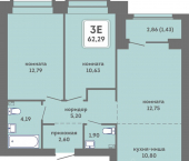 3-комн, 63 кв м, этаж 6/7 ул Кировоградская, 28