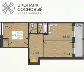 2-комн, 66 кв м, этаж 1/4 улица Борцов Революции, 1А к4