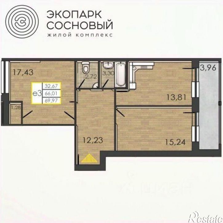 2-комн квартира в новом доме улица Борцов Революции, 1А к4,  д. 1А к4