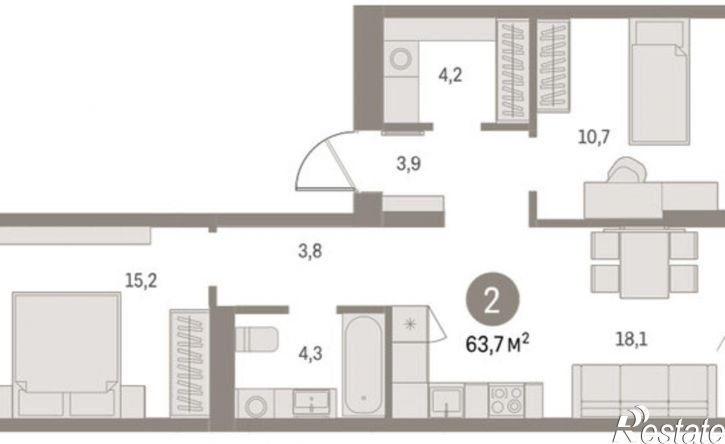 2-комн квартира в новом доме ул Куйбышева, 143,  д. 143