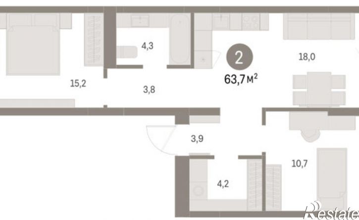 2-комн квартира в новом доме улица Куйбышева, 143,  д. 143