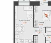 1-комн, 38 кв м, этаж 5/9 микрорайон Камская Долина, ЖК Пятый элемент