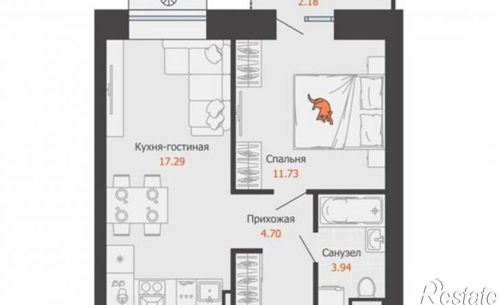 1-комн квартира в новом доме микрорайон Камская Долина, ЖК Пятый элемент