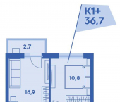 1-комн, 36 кв м, этаж 1/8 улица Карпинского